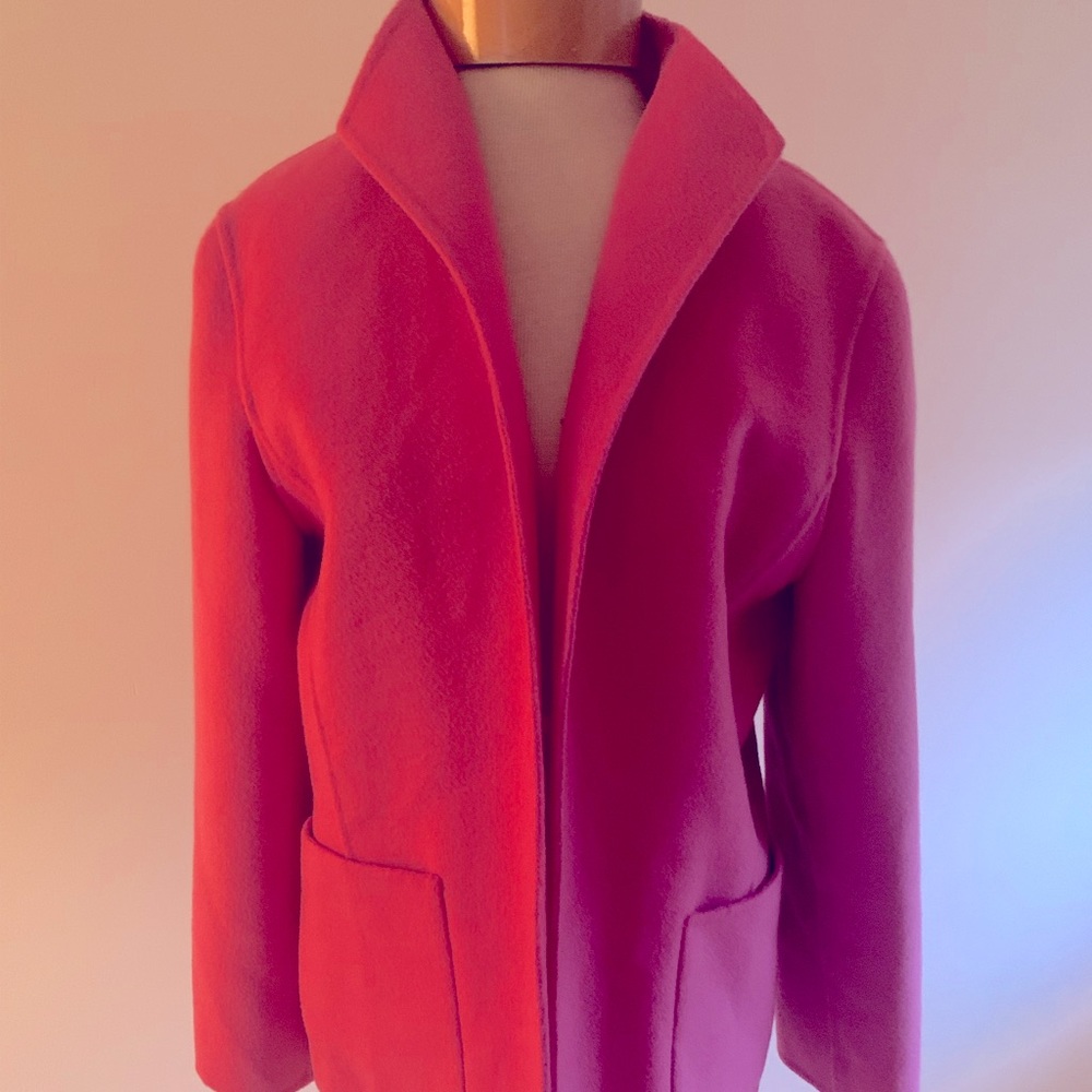 Hot pink unstructured wool jacket. Better than a sweater!